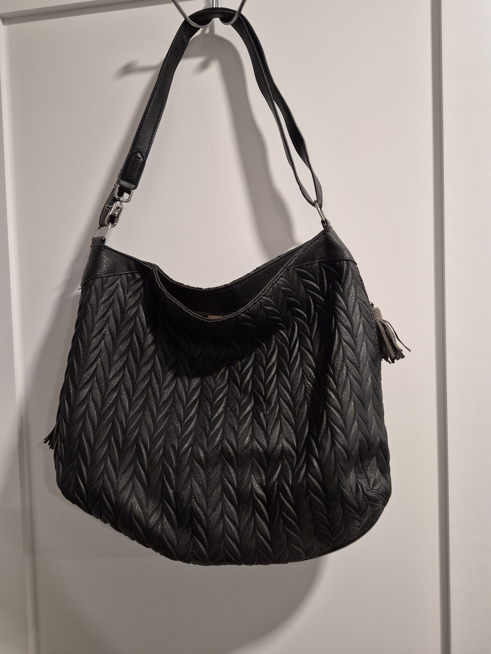Stella & Dot Black Braided Hobo Shoulder Bag